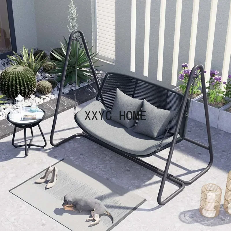 Double Outdoor Hanging Chair Basket Camping Metal Construction Floor Swing Chair Hammock Patio Silla Jardin Exterior Home Decor