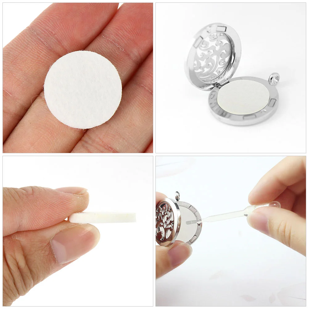 100 Pcs Cotton Sheet Aroma Gaskets Diffuser Pad Essential Oil Pads Necklace for Compact Household Locket Refill Aromatherapy