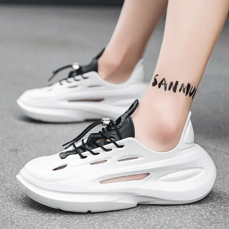 

2025 Новые мужские тапочки, летние мягкие пляжные туфли из ЭВА, уличная противоскользящая шнуровка, модельер