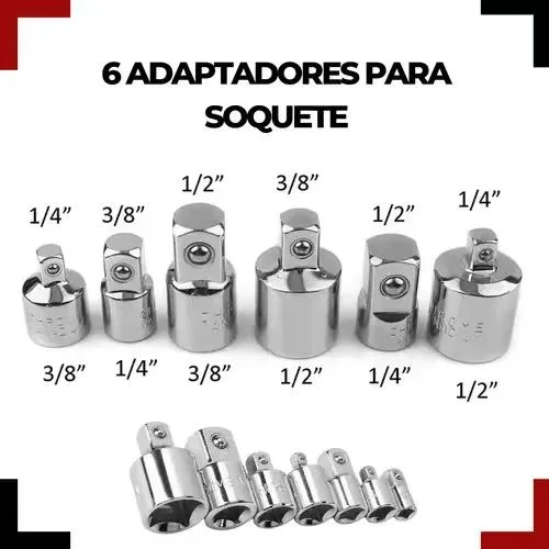 Sockets Set 1/4 Adapter 3/8 Adapter At 1/2 Tools For Mechanic 6pcs Ratchet Wrench Stainless Steel Converter Sleeve Head