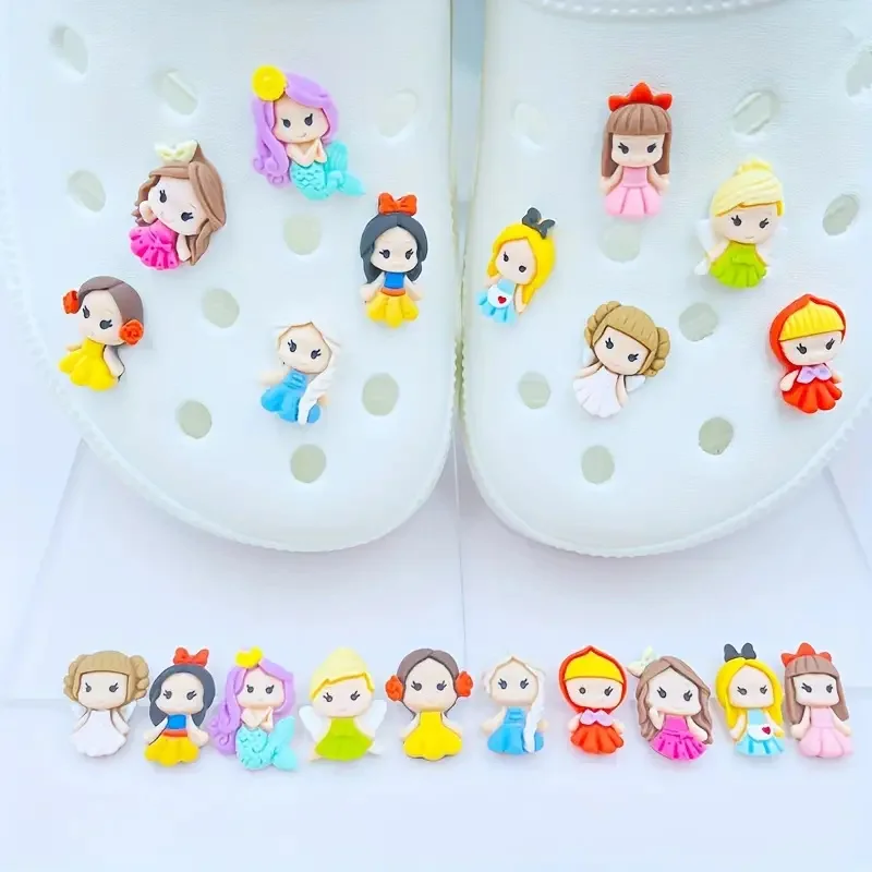 Miniso 1-10Pcs Mermaid Princess Cartoon Charms Set Resin Diy Fashion Accessories Shoe Slipper Decorations Perfect Gift Idea