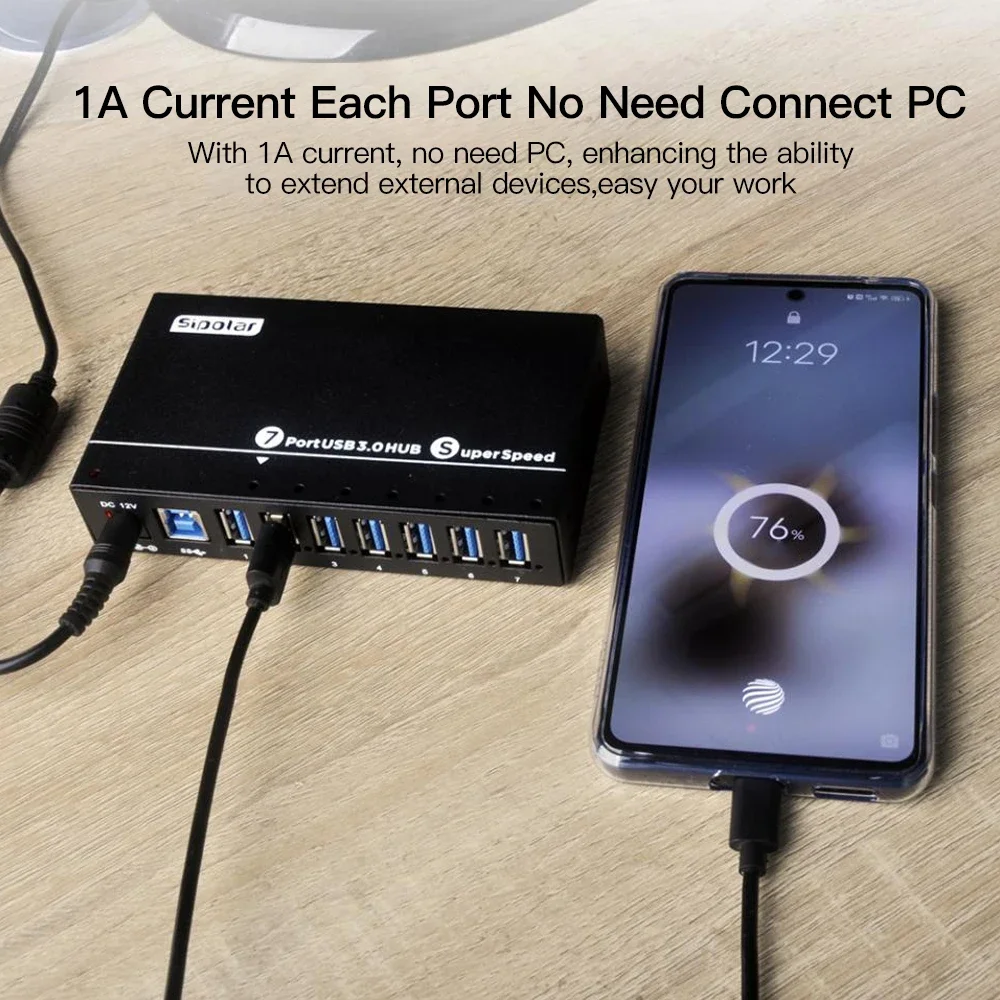 Sipolar A-103 metal 10 portas usb3.0 hub de sincronização de dados de alta velocidade divisor de carregador rápido com adaptador de alimentação 12v5a para telefone tablet ipad