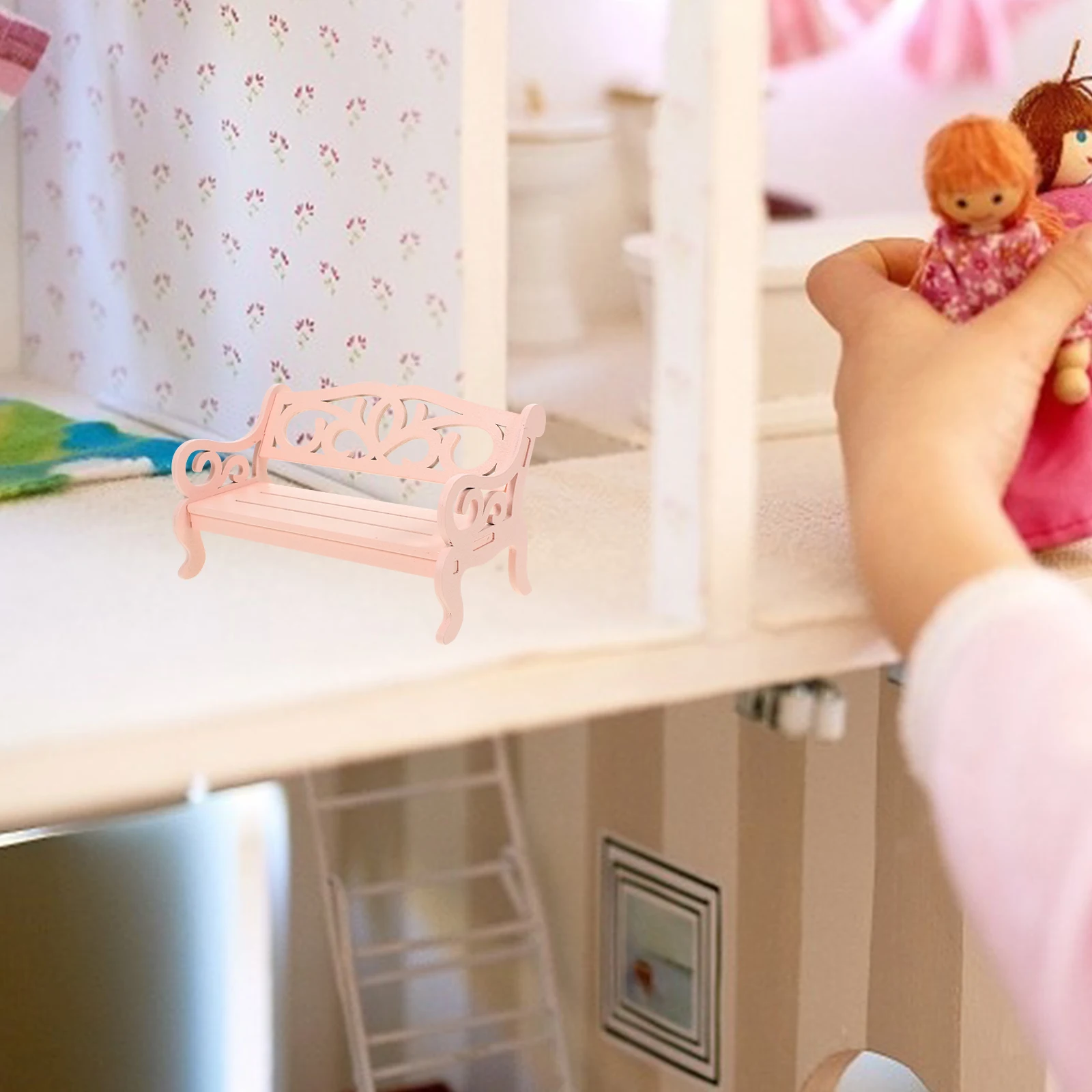 

2 Pcs Small Pink Chair Miniature Home Furnishings Decor Furniture Tiny Boxwood Realistic Toy Dollhouse Toys