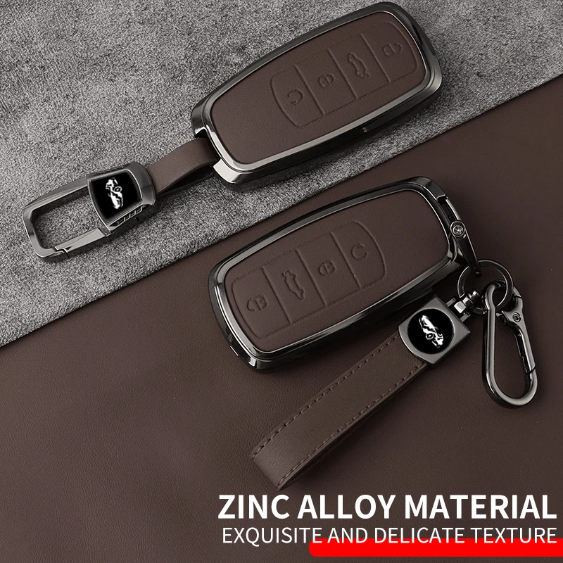 Zinc Alloy Leather Car Key Case Cover Shell for Chery Tiggo 8 Pro Tiggo 8plus New Arrizo 5 Plus 7pro Auto Interior Accessories