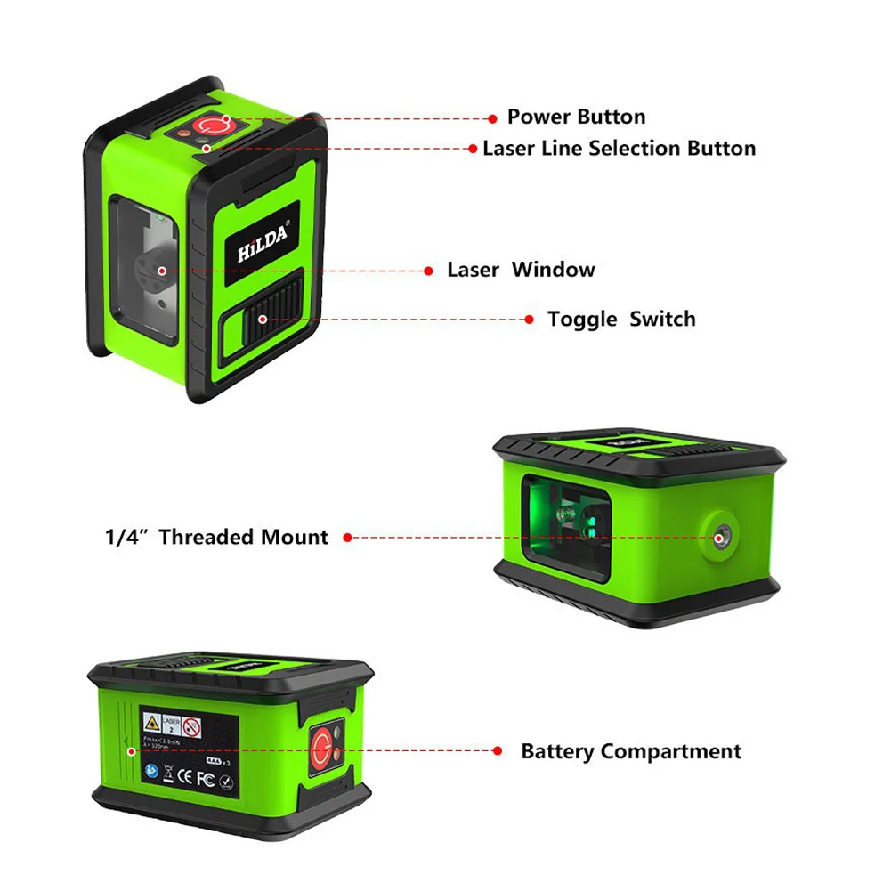 Imagem -04 - Auto-nivelamento Laser Ferramenta de Nível Cruz Vertical e Horizontal Linha Verde Laser Leveler Linhas Profissional