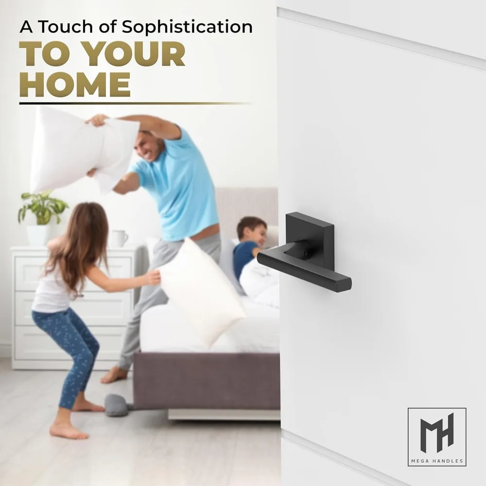 مقابض أبواب داخلية سوداء شديدة التحمل قابلة للعكس - مجموعة من أدوات سرير الخصوصية وباب الحمام