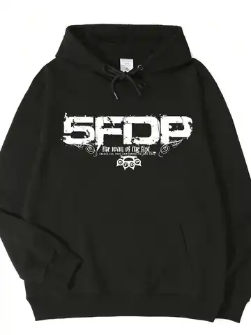 Men 5FDP Five Finger Death Punch The Way Of The Fist Band Graphic Hoodie Heavy‑Metal Rock Music Print Pullover Sweatshirt Autumn Winter Kangaroo Pocket Black Streetwear Hooded Tops Unisex