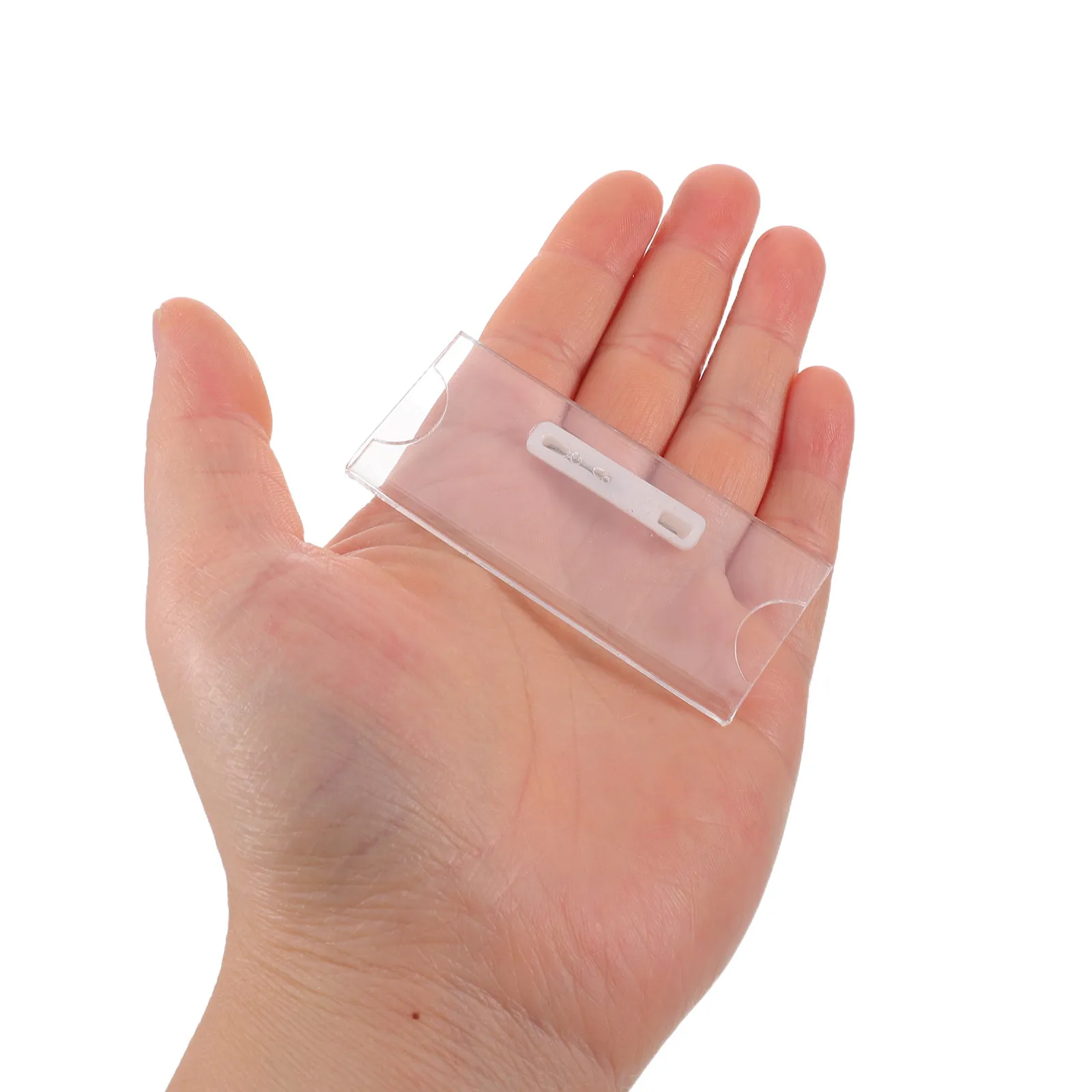 10Pcs Clear Acrylic Name Badge Holders 2.8x1.2in Transparent Blank Id Tag Clips Easy Replace Office Employee Identification
