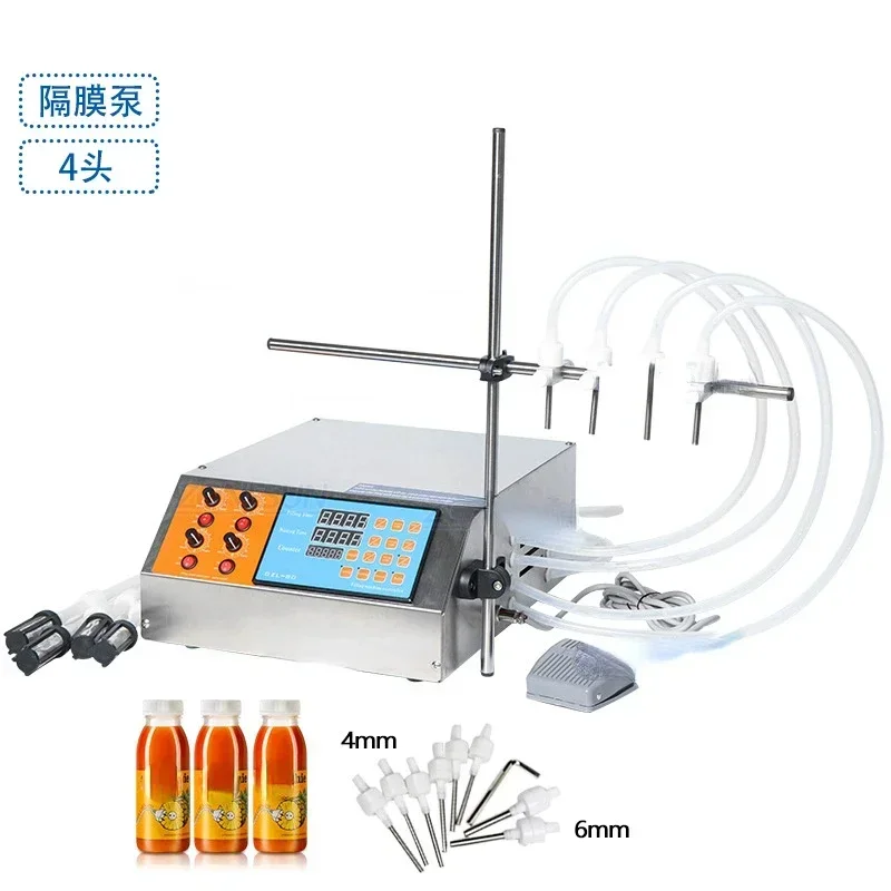 Small Electric Liquid Filling Machine 2/4/6-Head Semi-automatic Liquid Can 3-4000ml Sub-Installed Machine