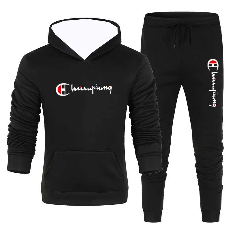 

2025 Men's Tracksuit Hooded Sweatshirt+Sweatpants 2 Pcs Sets Sports Suit Casual Jogger Sportswear 2 Piece Male Streetwear Sets