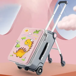 Kid's Luggage can sit Travel Trolley case 20 inch Boarding Baby Safety Guardrail one key folding with brake USB charging port