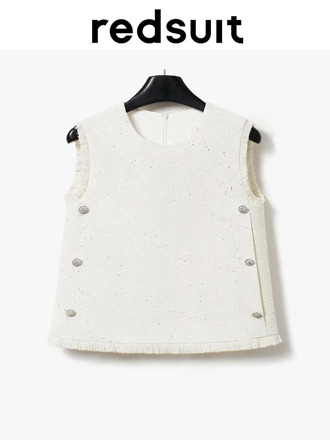 New Double sided diamond studded tassel iridescent sequin thin floral sleeveless top Custom Size