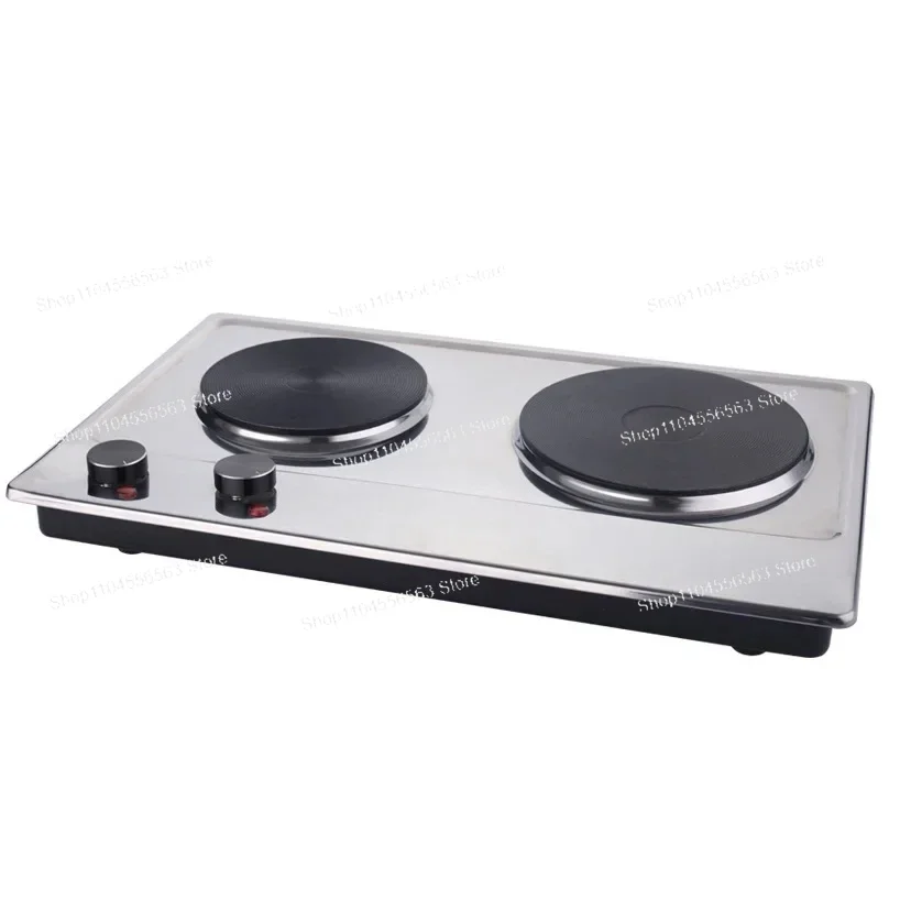 Kompor Listrik Dua Tungku Stainless Steel Daya Tinggi Temperatur Dapat Diatur untuk Penggunaan Rumah Tangga & Kantor dengan Proteksi Keamanan