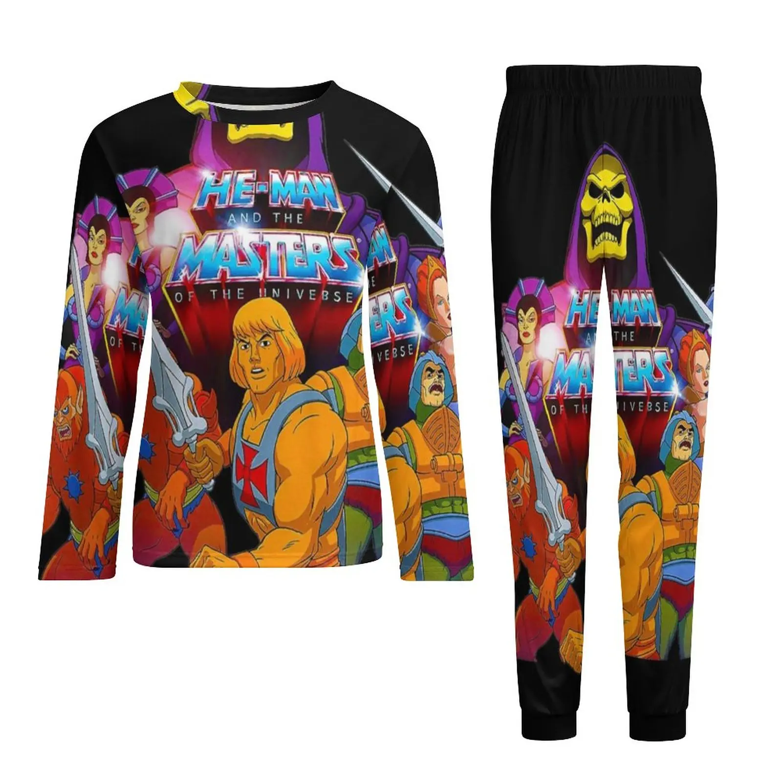 He Man Skull Pajamas Spring 2 Pieces Masters of The Universe Warm Pajama Sets Man Long Sleeve Room Design Nightwear Big Size