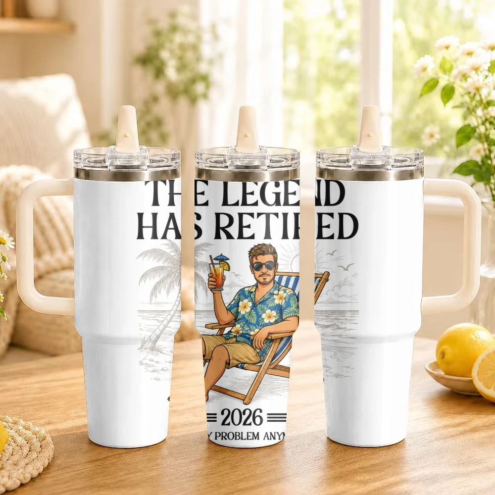 The Legend Retires Vacuum Flasks 40oz Thermal Tumbler with Handle Stainless Steel Vacuum Insulated Leak Proof Travel Mug