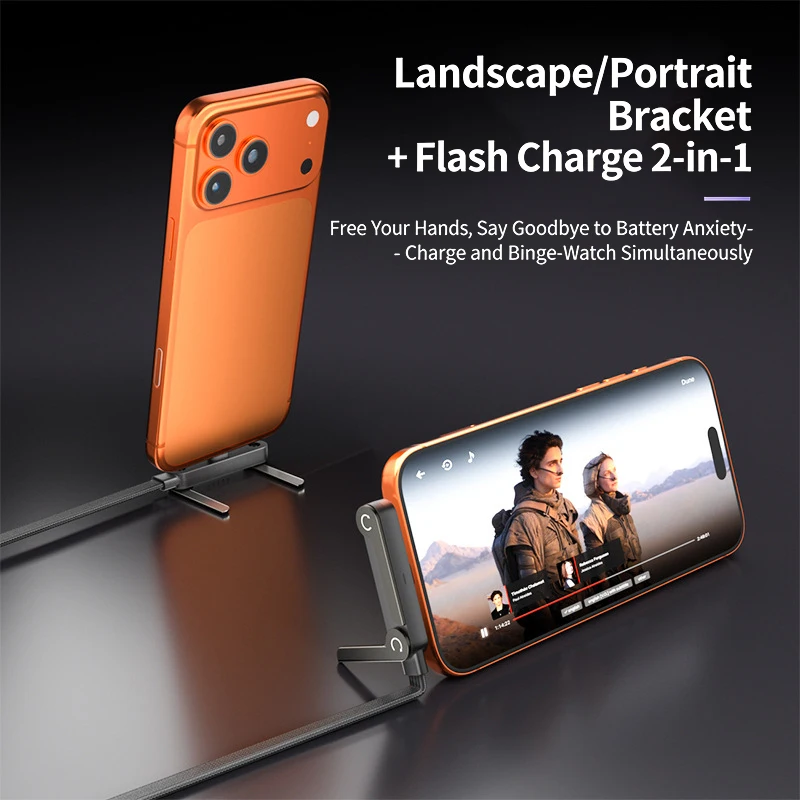 USB C To USB C Fast Charging Cable Foldable Stand Flexible Secure USB C Cable For  Pro Galaxy S21 Daily Use