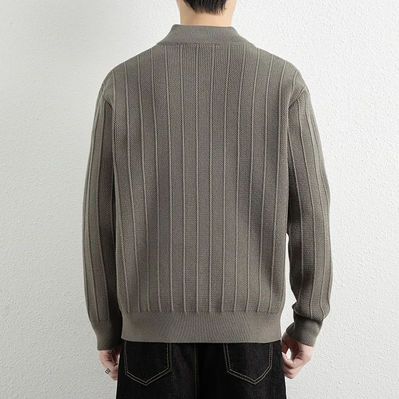 

Men's Autumn Winter Thiened f Zipper Small Label Faionable Knitted Sweater Warm And Sli Versatile Long Sve Top