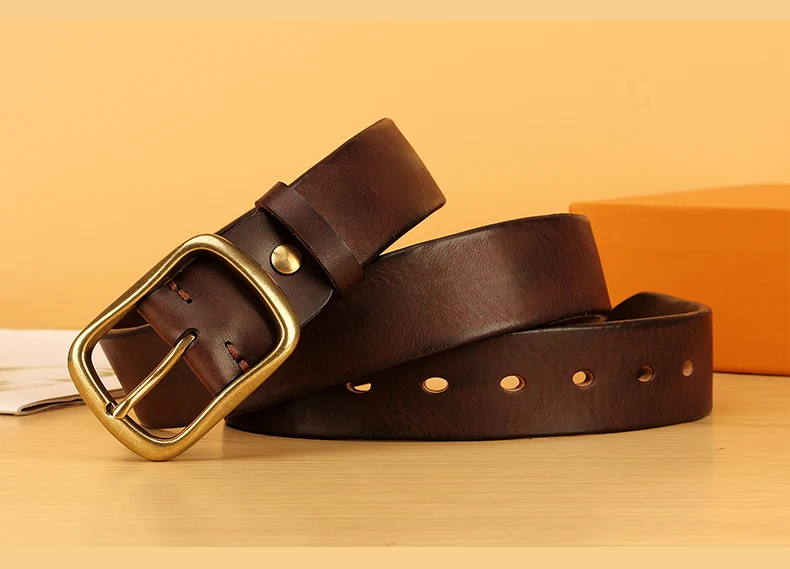 Vollnarbenledergürtel für Herren, 100 % italienischer Gürtel aus echtem, massivem Leder, lässiger Jeansgürtel, 5 mm dick, robuster Arbeitsgürtel für Herren – Detail 10