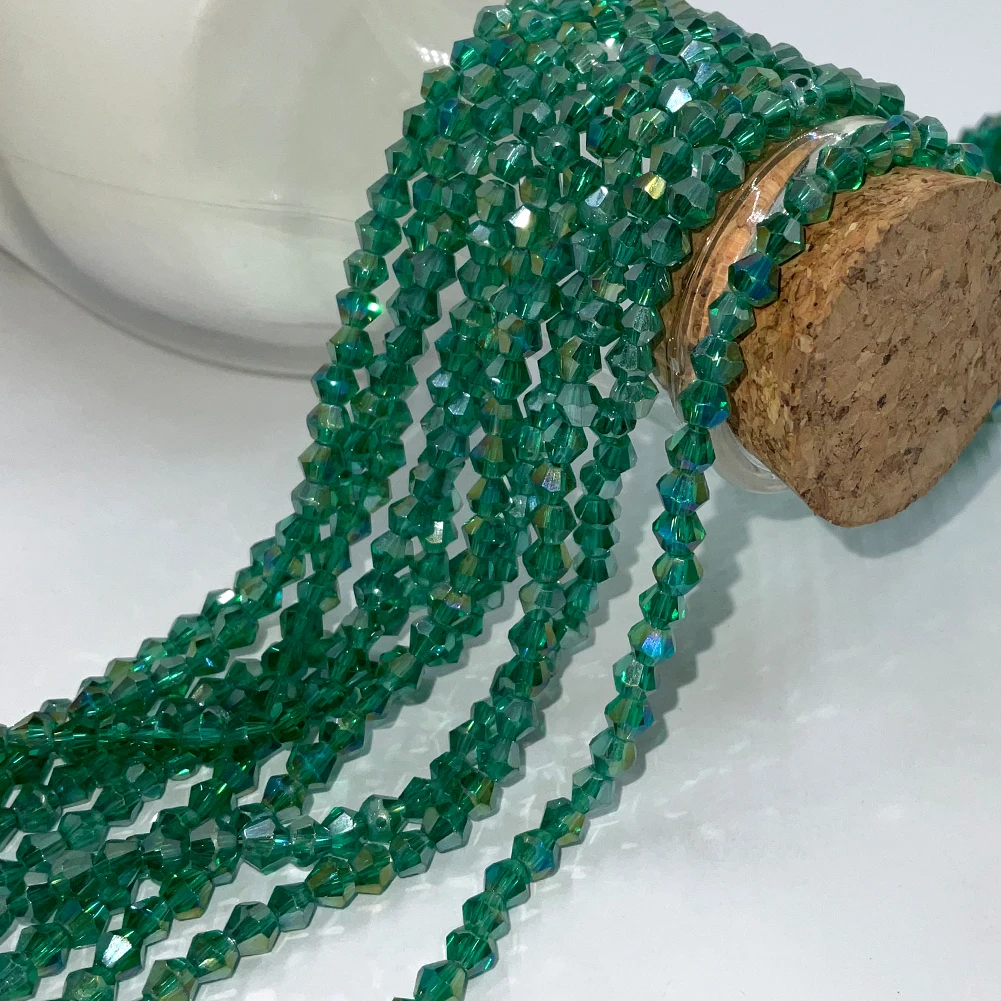 Dark Green AB  4mm  Bicone Faceted Crystal Glass Loose Spacer Beads Lot Colors For Jewelry Making DIY Bracelet Necklace