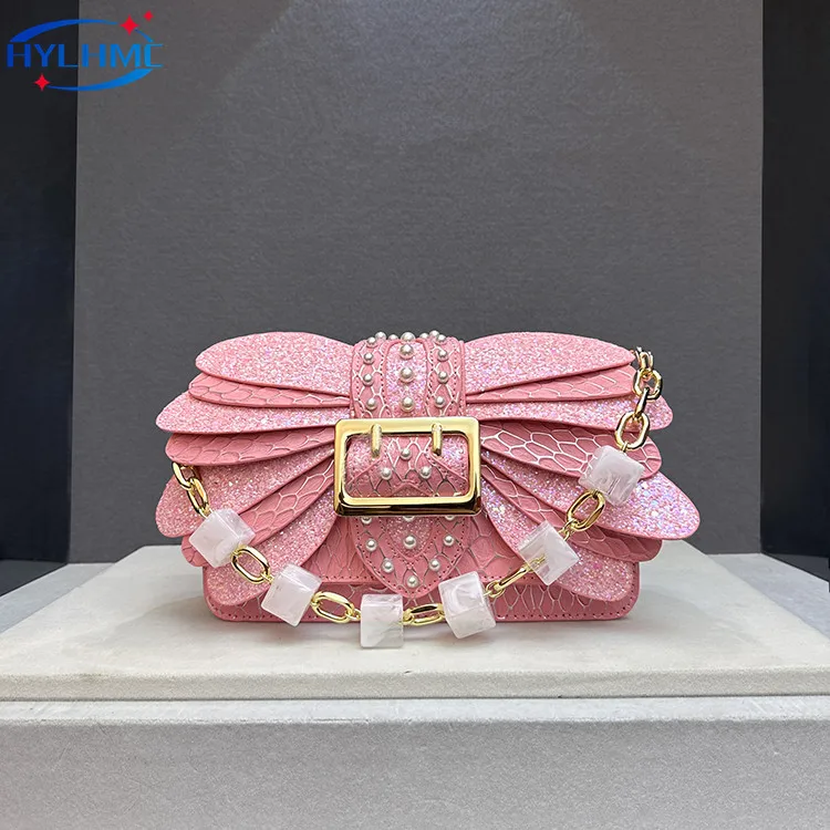 New 2024 Pearl Rivets Wings Women Bag Genuine Leather Trendy Handbags Lady Small Square Shoulder Messenger Bag Sequin Bags