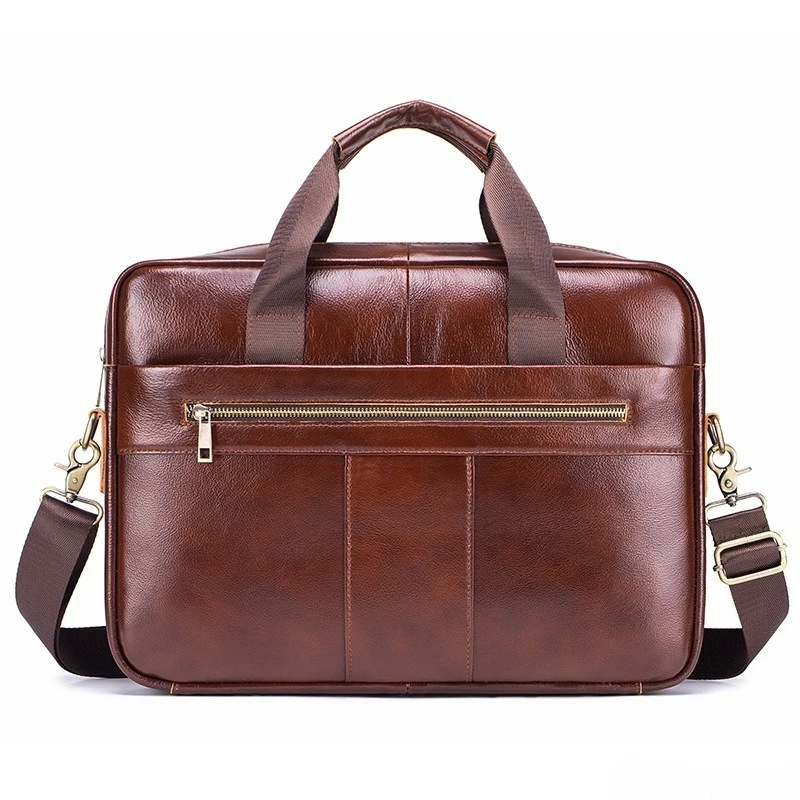 Men's Genuine Leather Convertible Briefcase 15.6 Inch Laptop Bag Shoulder Bag Business Office Travel