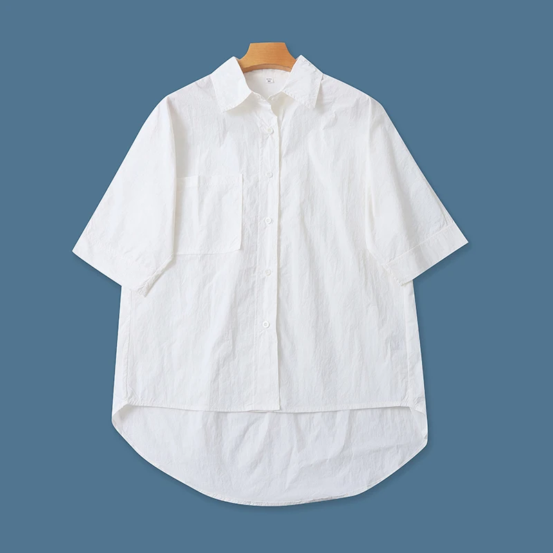 Colletto irt da donna estivo Bottone singolo Allentato Dimagrante Faionable Pelle-amichevole Drappeggiato Eleganza Camicetta Pendolarismo Sle