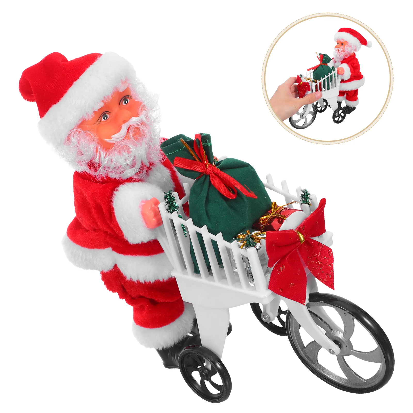 

Animated Santa With Shopping Cart Christmas Musical Figure Holiday Party Favors For Kids Interactive Electronic Christmas