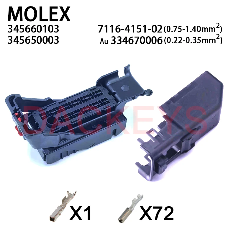 1Set 34566-0103 34566-0203 34565-0003 Molex 73 Pin Circuits MX123 Housing  Engine Computer Board Connector ECU Plug