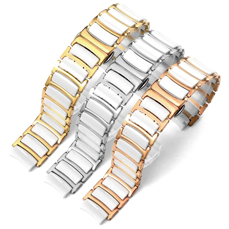 Watch Strap For Rado CENTRIX R30927722 Series Fine Steel Inter Ceramic Butterfly Buckle Women Men Watchband 12mm*16mm 16mm*20mm