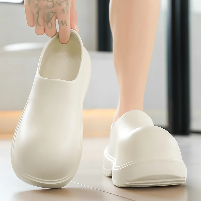 New Couple-style Large-head Rain Boots, Chef Shoes, Water-resistant and Oil-resistant Work Shoes Winter Padded Warm Cotton Shoes