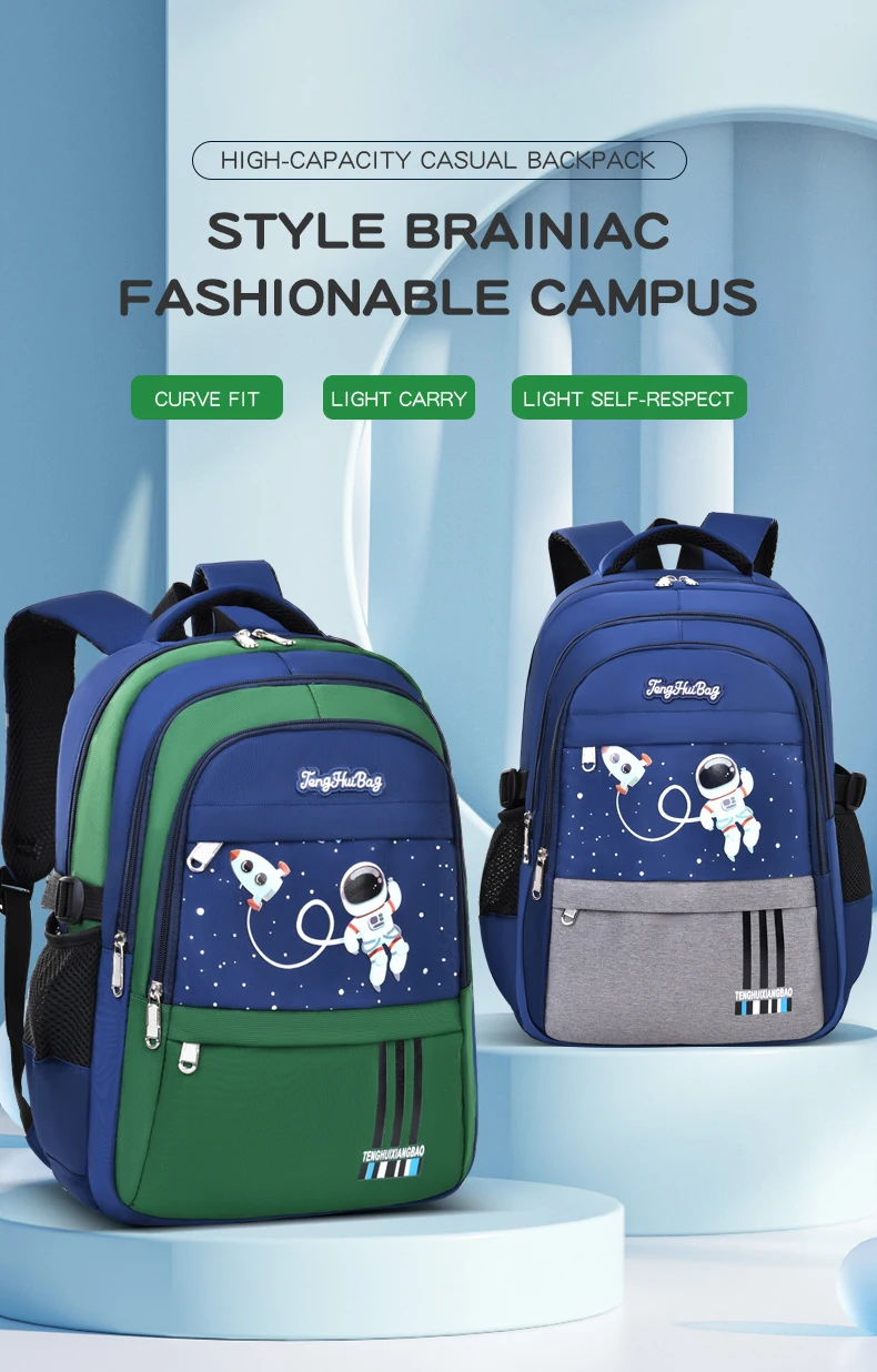 Grundschüler Schultasche Jungen 1,2,3,4,5,6 Klassen 6-12 Jahre alt Astronaut Umhängetasche Laptop Rucksack Wasserdicht WEA – Detail 1