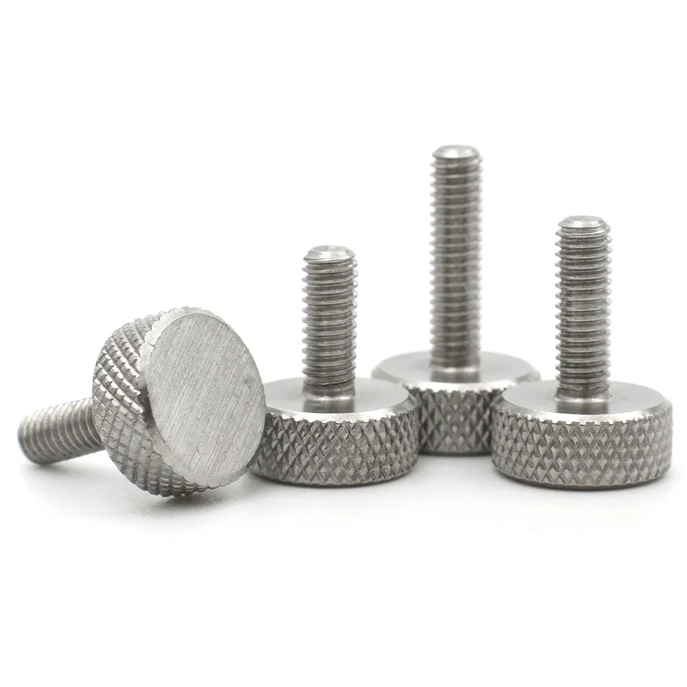 DIN653 Standard Knurled Flat Head Hand Twist Screws M2 M2.5 M3-M10 SUS304 Anti-Rust Glass Curtain Wall Thumb Bolts