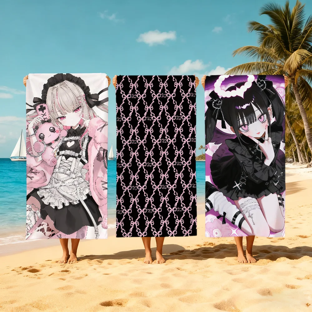 J-jirai Kei L-laser Holographic Towel Large Quick-Drying Microfiber soft Beach Towel for Travel Fitness Sauna Bathing Camping