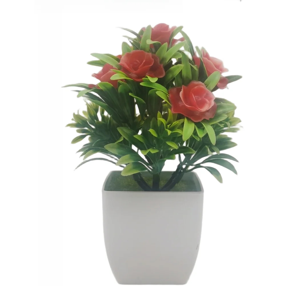Artificial Rose Potted Plant for For MINI Home Decor Wedding Plastic Flower Bonsai 12x17cm Purple Red White Yellow Pink