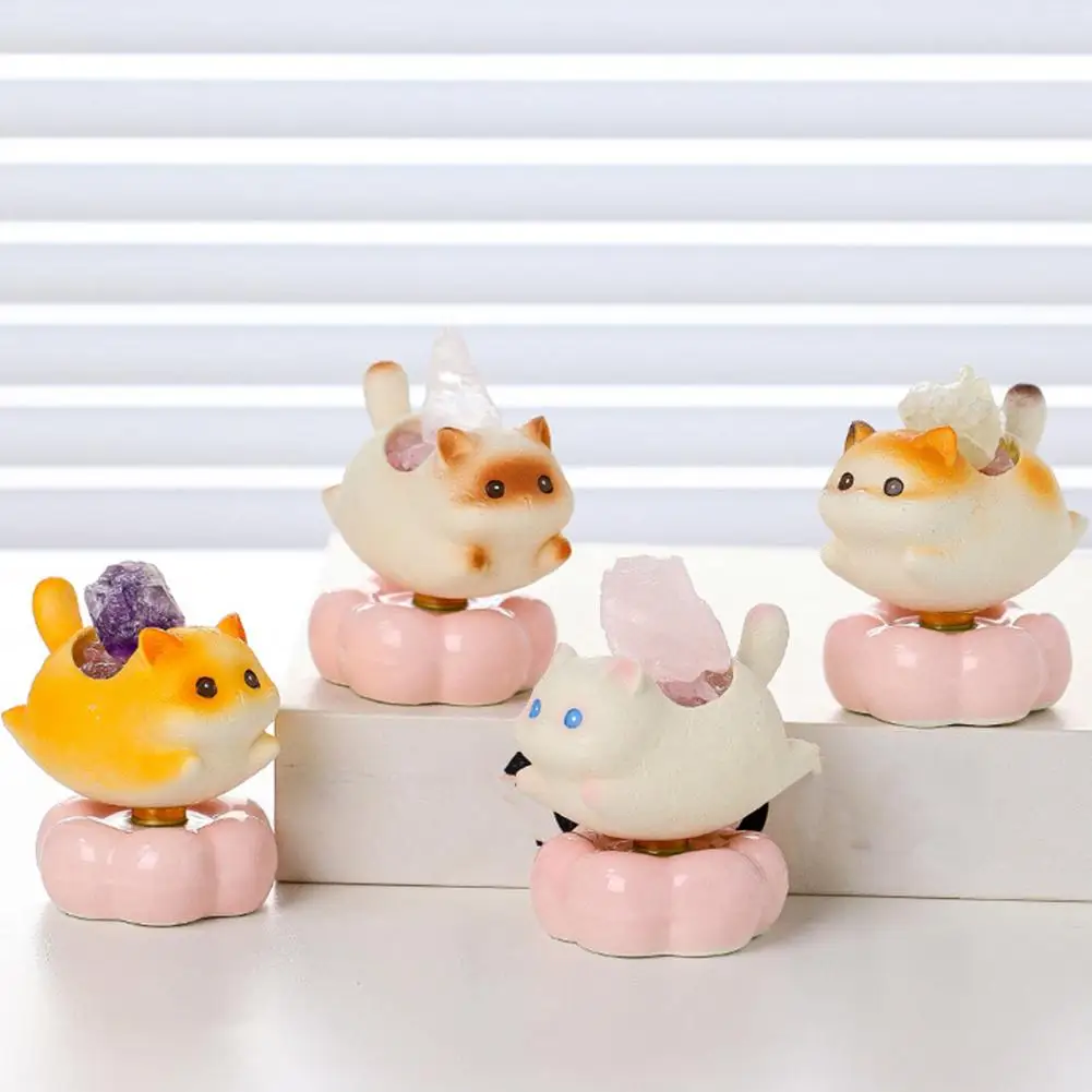 Cat Figurine Rotating Cat Figurine Desk Toy Healing Stone Holder for Stress Relief Good Luck Kitten Decoration for Home