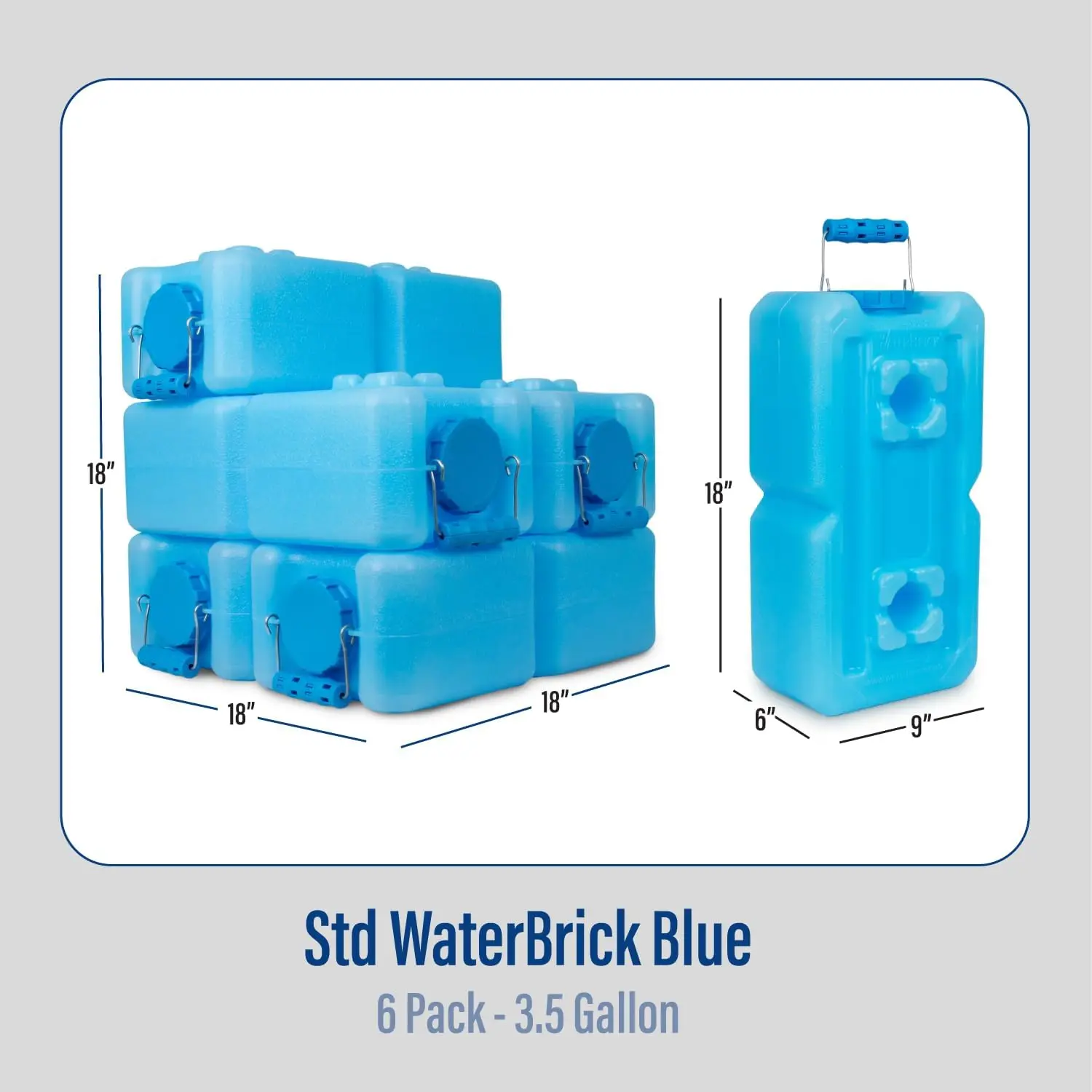 Stackable Emergency Water Storage Container Bricks, Portable Food Grade Water Storage Jugs, Heavy Duty BPA Free HDPE Plastic Reservoir Cubes, Multi Purpose Outdoor Home Camping Utility Canteen, Blue Six Pack