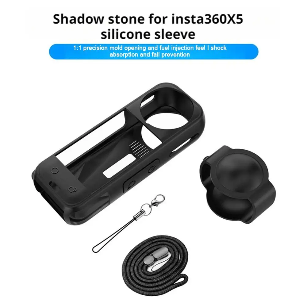 For Insta 360 X5 Soft Silicone Case Protective Full Cover Shell Lens Guard Shock-proof Water-proof Protective Frame Cap