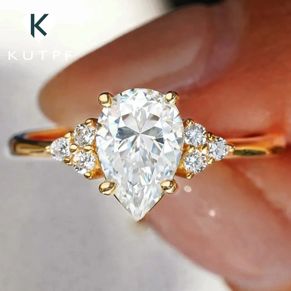 4Carat Pear Cut  Cluster Moissanite Engagement Ring with GRA Certificate 100% S925 Silver Wedding Band for Women Luxury Jewelry