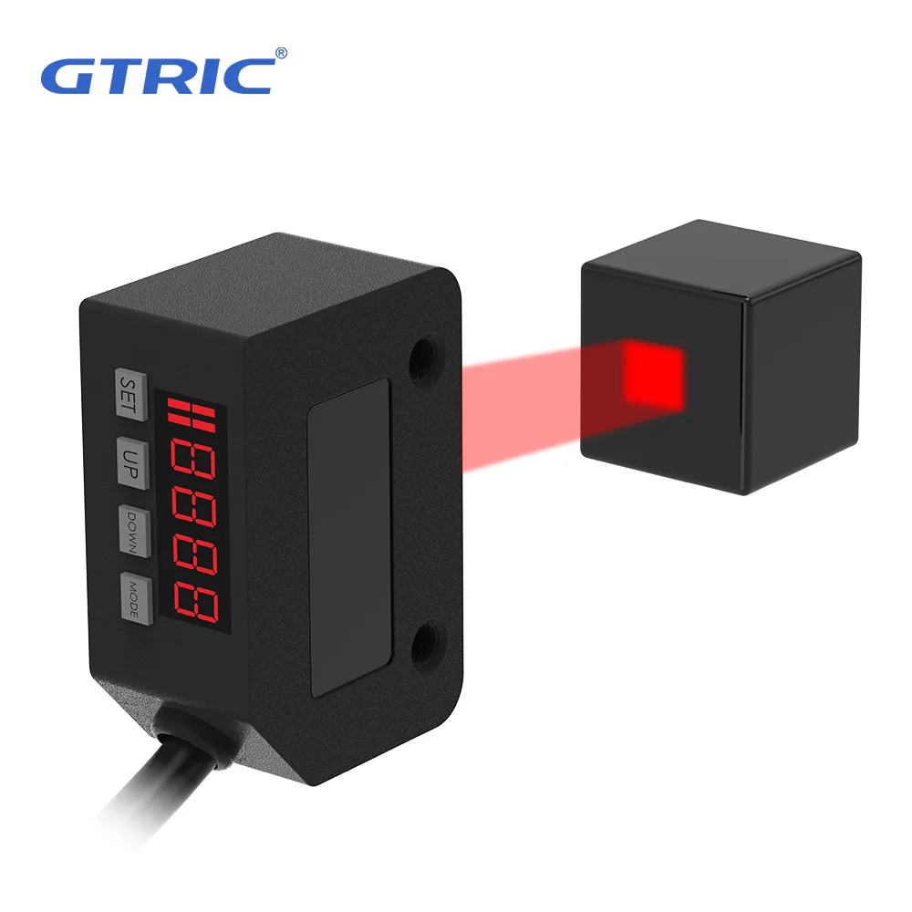 GTRIC Photoelectric Sensor Square Infrared Diffuse Reflection 12-24V NPN PNP Distance 1M Digital Display Optical Photoell Switch