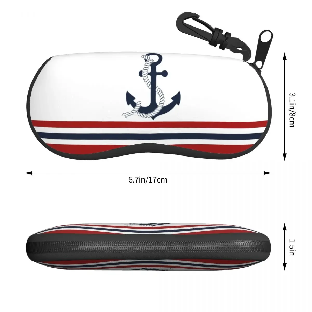 Ancore blu nautiche personalizzate con custodia per occhiali a conchiglia a righe custodia protettiva per occhiali da sole da viaggio Sailor