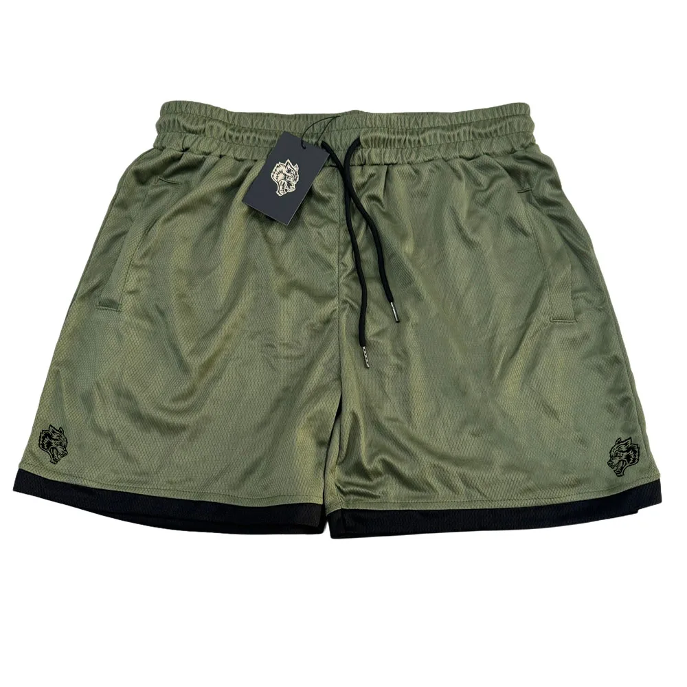 WOLVES New Men\'s Casual Beach Shorts Gym Fitness Jogging Exercise Short Pants Retro Breathable Quick Drying Elastic Swim Shorts