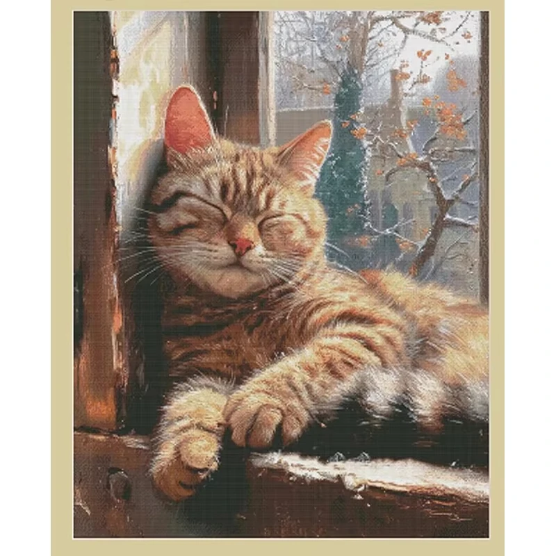 500/1000/1200/2000PCS Jigsaw Puzzle Sleeping Cat  Home Family Activity Games for Gameroom Bedroom Home Decor Frameless
