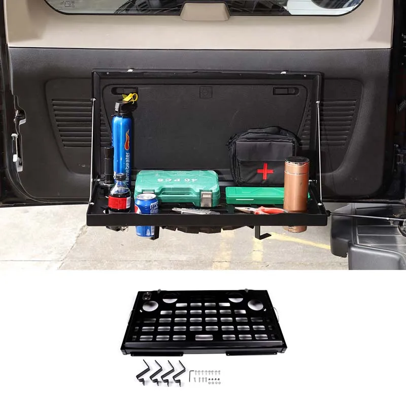 

For Hummer H3 2005-2009 Black Aluminum alloy Tailgate Table Rear Door Cargo Luggage Carrier Foldable Shelf Storage Rack