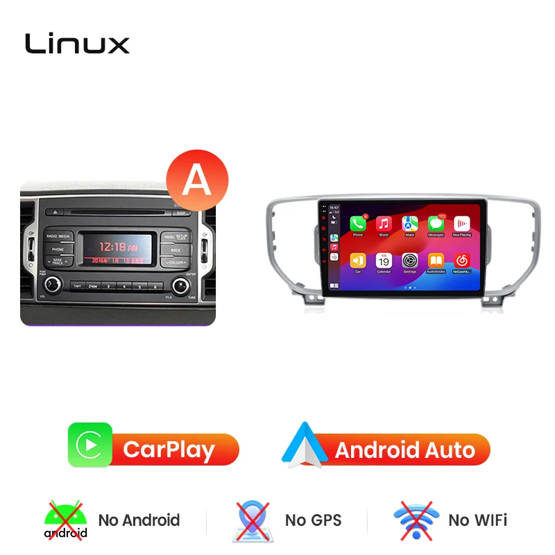 Junsun draadloze CarPlay Android Auto autoradio voor Kia Sportage Mk4 (QL) 2015-2021 met ingebouwde koelventilator, Android GPS navigatie, multimediaspeler, WiFi, DSP, RDS, BT, SWC, IPS touchscreen,