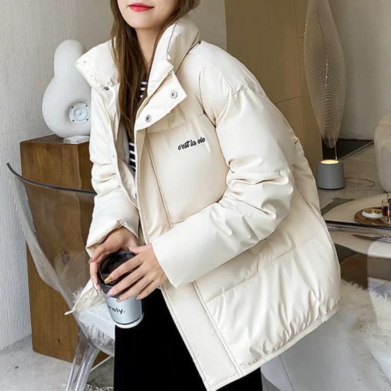 Women 2022 New Short Bread Clothes Loose Korean Fashion Long-sleeved Students Winter Thick Padded Jacket Coat Ins Cotton Clothes