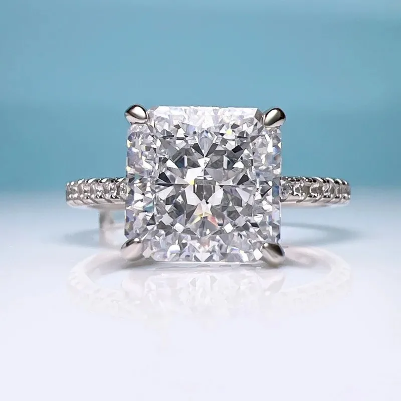 Super Flash Classic 5-Carat Imitation Diamond Ring Female Set Pear Drop 925 Sterling Silver Micro  Imported High Carbon Diamo