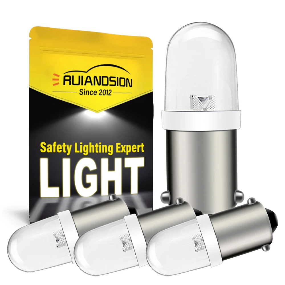 Ruiandsion BA9S LED Bulb 120V AC/DC Miniature Bayonet 9mm BA9s Base LED Replacement Bulb for Indicator Pilot Light Warm White