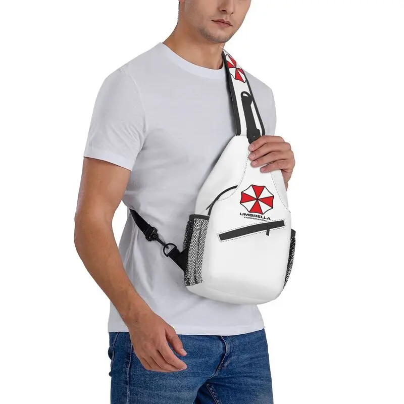 Mochila masculina crossbody sling, guarda-chuva casual, ombro de videogame, bolsa no peito para viajar, guarda-chuva