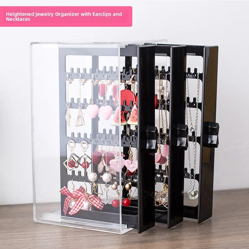 صندوق تخزين أقراط كبير الحجم للنساء، حامل عرض مجوهرات شفاف مقاوم للغبار، منظم حامل الأساور #2