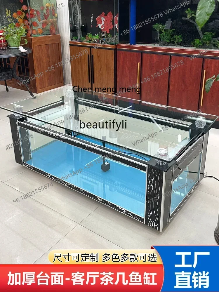 ss cn8350 ss 8350 Change Water Rectangular Coffee Table Fish Tank Living Room Ecological Glass Aquarium Small Large Creative Tea